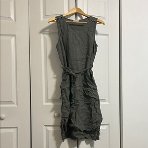 Terzo Millenio Italian linen shift midi dress with pockets and optional belt